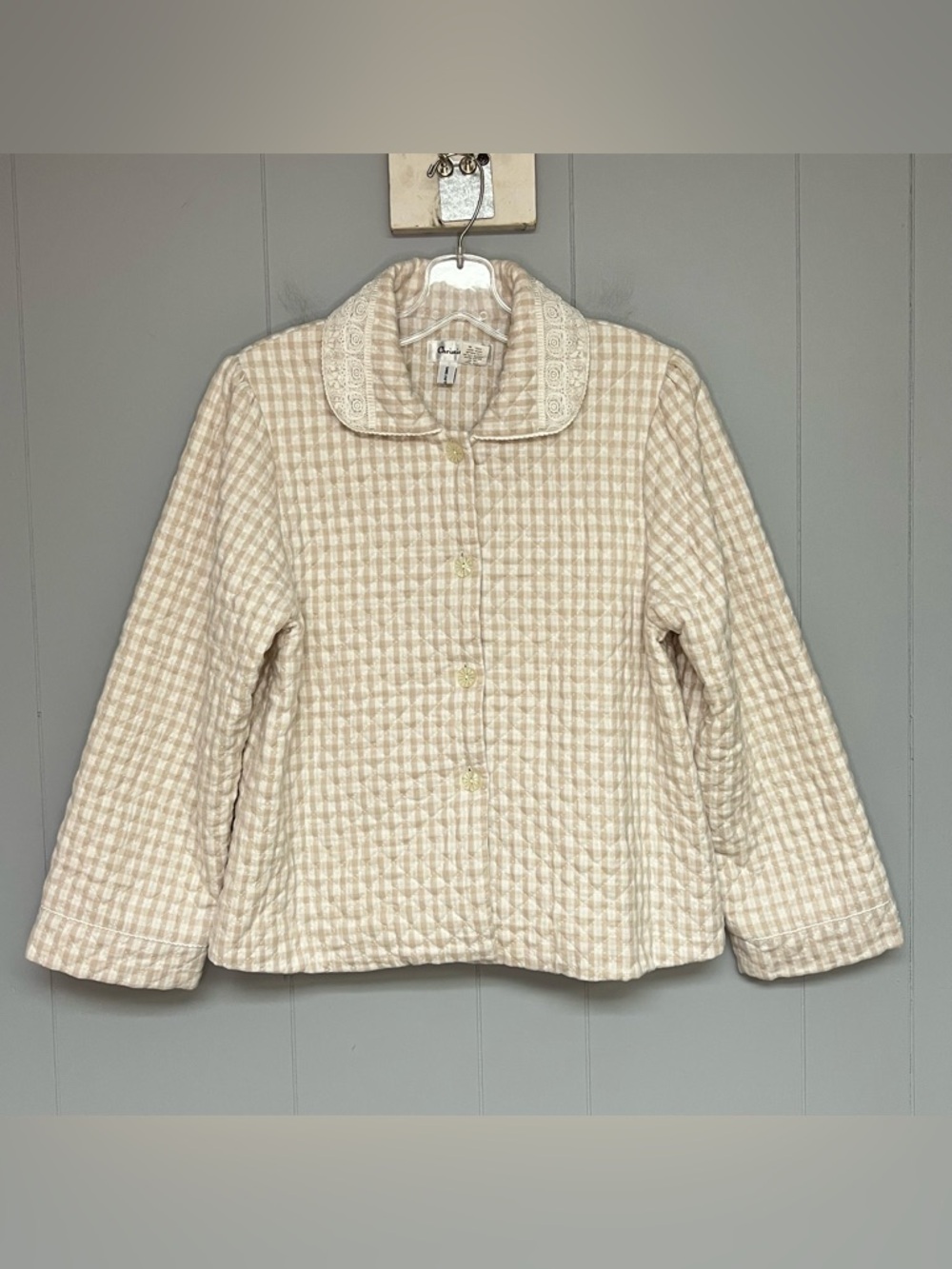 Vintage Christian Dior Quilted Lace Bed Jacket